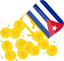 dibujado a mano de vector de bandera cubana, dibujado a mano de vector de peso cubano