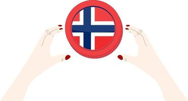 Norwegian Flag vector hand drawn,Norwegian krone vector hand drawn