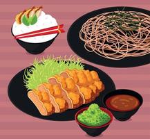 comida fresca japonesa vector