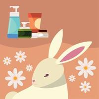 cruelty free, bunny with cosmetics vector