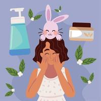 girl and bunny, cruelty free vector