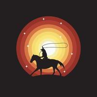 silhouette cowboy riding horse logo vector