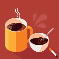 cup of coffee and cigar vector