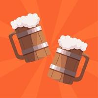 oktoberfest wooden mugs vector