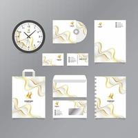 plantilla de kit de negocios con degradado de color blanco y dorado vector