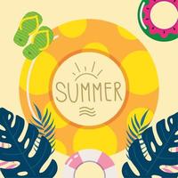 summer word, float ring vector