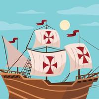 old sail ship vector