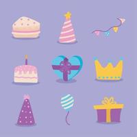 set icon birthday celebration vector