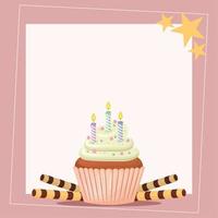 birthday cupcake card vector