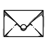 Vector illustration of envelope in doodle style, mail icon isolated in white background