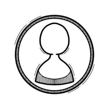 Vector illustration of user portrait in doodle style, user icon isolated in white background