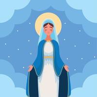Assumption of Virgin Mary in heaven vector