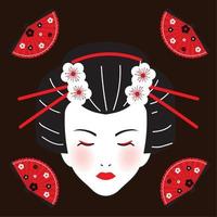 beautiful face geisha vector