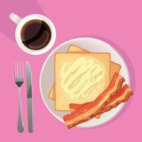 breakfast bacon and bread vector