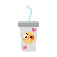 disposable cup with emoji vector