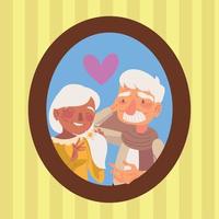 cute grandparents frame picture vector