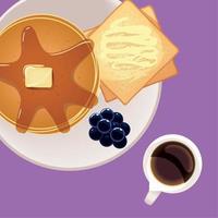 breakfast coffee and pancakes vector