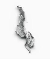 Malawi Map Flag Shaded relief Color Height map on white Background 3d illustration photo