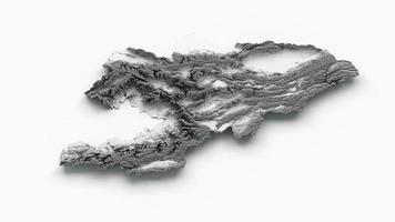 Kyrgyzstan Map Flag Shaded relief Color Height map on white Background 3d illustration photo