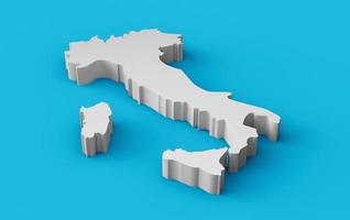 Italy 3D map Geography Cartography and topology Sea Blue surface 3D illustration photo