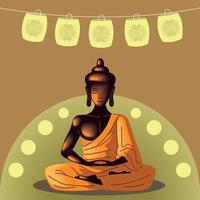 vesak buddha statue vector