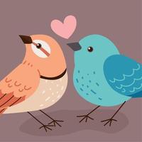 birds love hearts vector