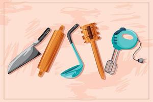 kitchen tools and mixer vector