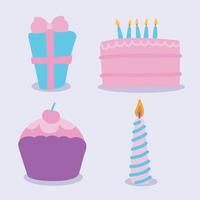 conjunto de iconos celebración cumpleaños vector