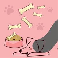 cute dog and food vector