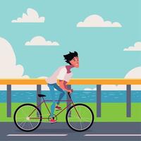 día mundial sin automóviles, hombre en bicicleta vector