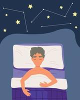 male sleeping on bed vector