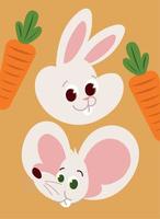 rabbit and mouse faces vector