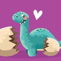 cute green dinosaur vector