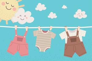 hanging baby clothes vector