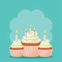 cupcakes with candles vector