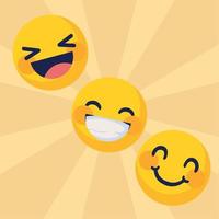 set smiling emoticons vector