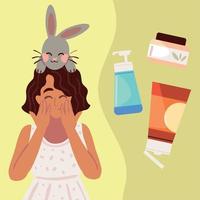 cruelty free, woman and rabbit vector