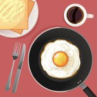 fried egg and breads vector