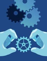 hands and gears setting vector