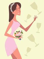 bridemaid with flowers bouquet vector