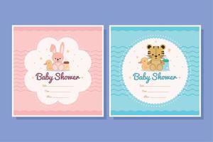 two card of baby shower vector