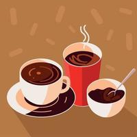 coffee cups and grains vector