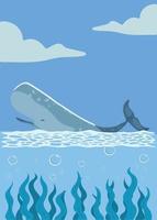 giant whale in the sea vector