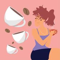 smiling woman with coffee cup vector