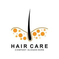 logotipo para el cuidado del cabello, diseño de la capa del cuero cabelludo, ilustración de la marca del salón de salud vector