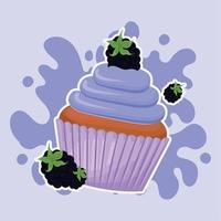 cupcake and blackberry vector