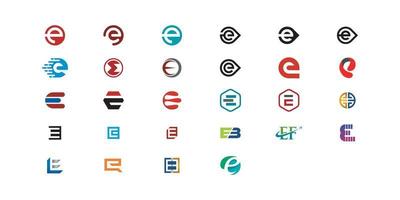 set of initial letter e logo design vector