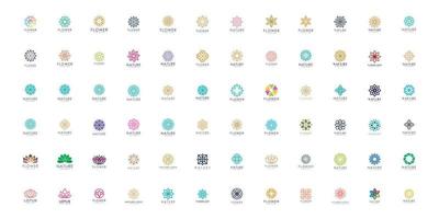 Flower icons collection logo design vector