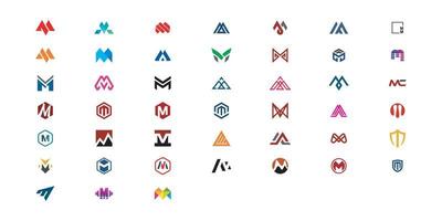 set of initial letter m logo design vector