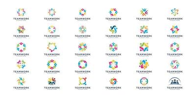 set of Teamwork and community logo template vector